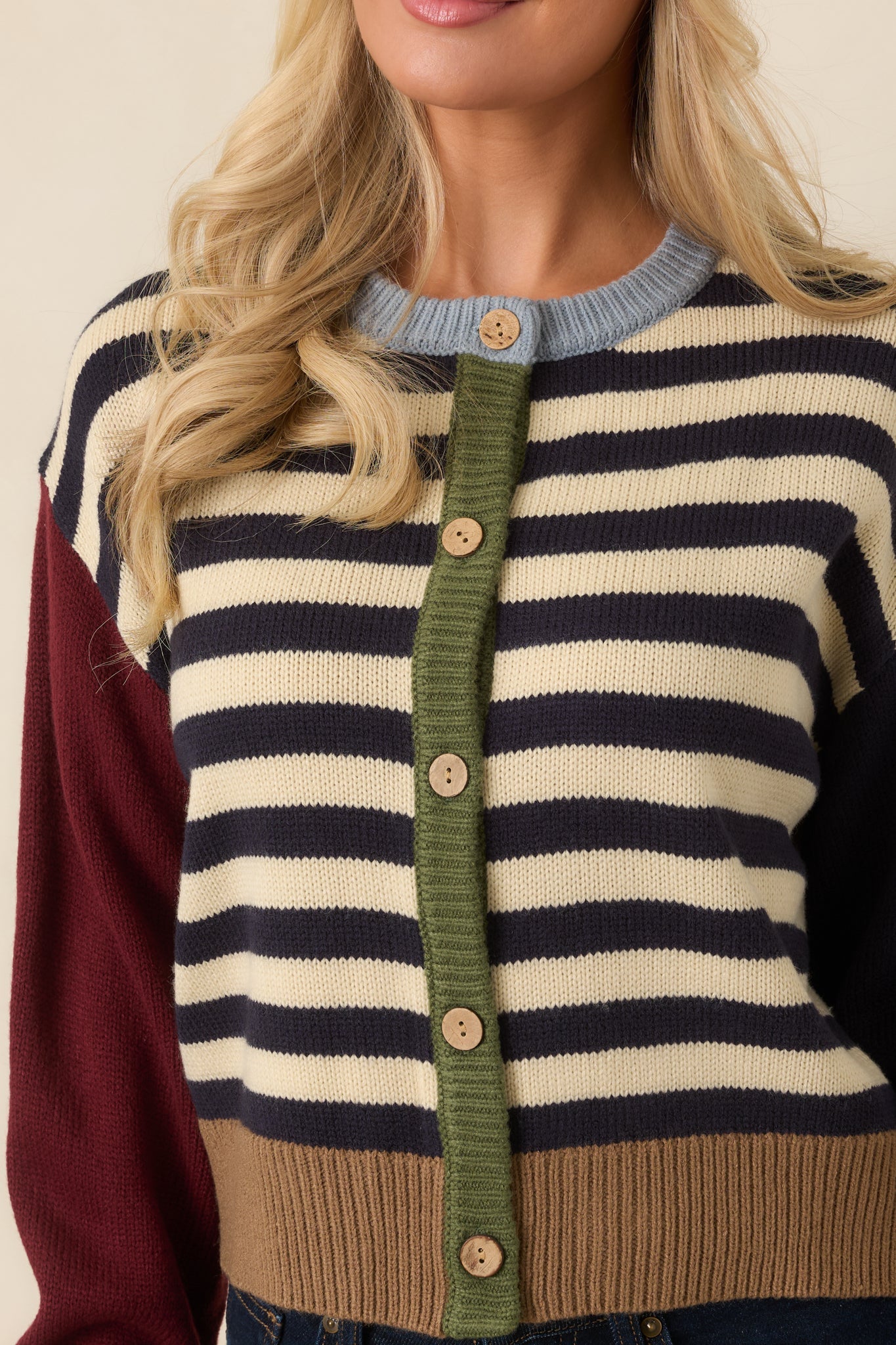 A Little of Everything Navy Multi Stripe Colorblock Cardigan