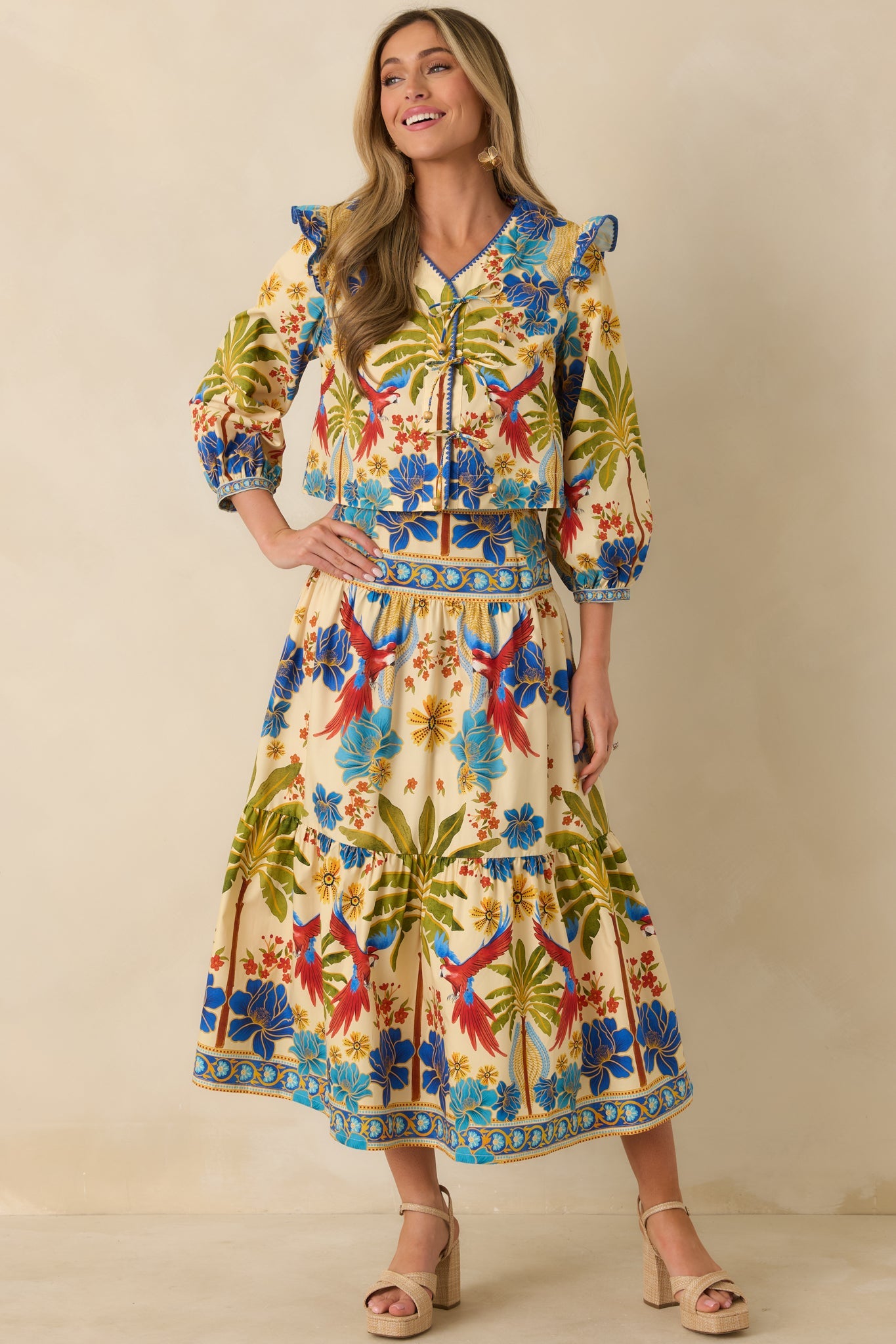 AIYIA Madrid Multi Cotton Tie-Front Top