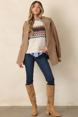 Cabin in the Forecast Natural Multi Fair Isle Knit Sweater