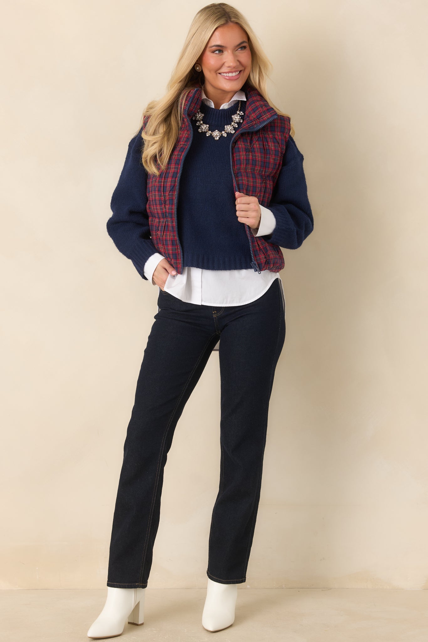 A Change of Pace Navy Cropped Knit Sweater