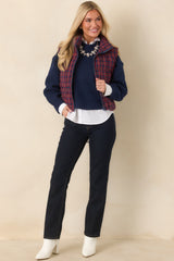 A Change of Pace Navy Cropped Knit Sweater