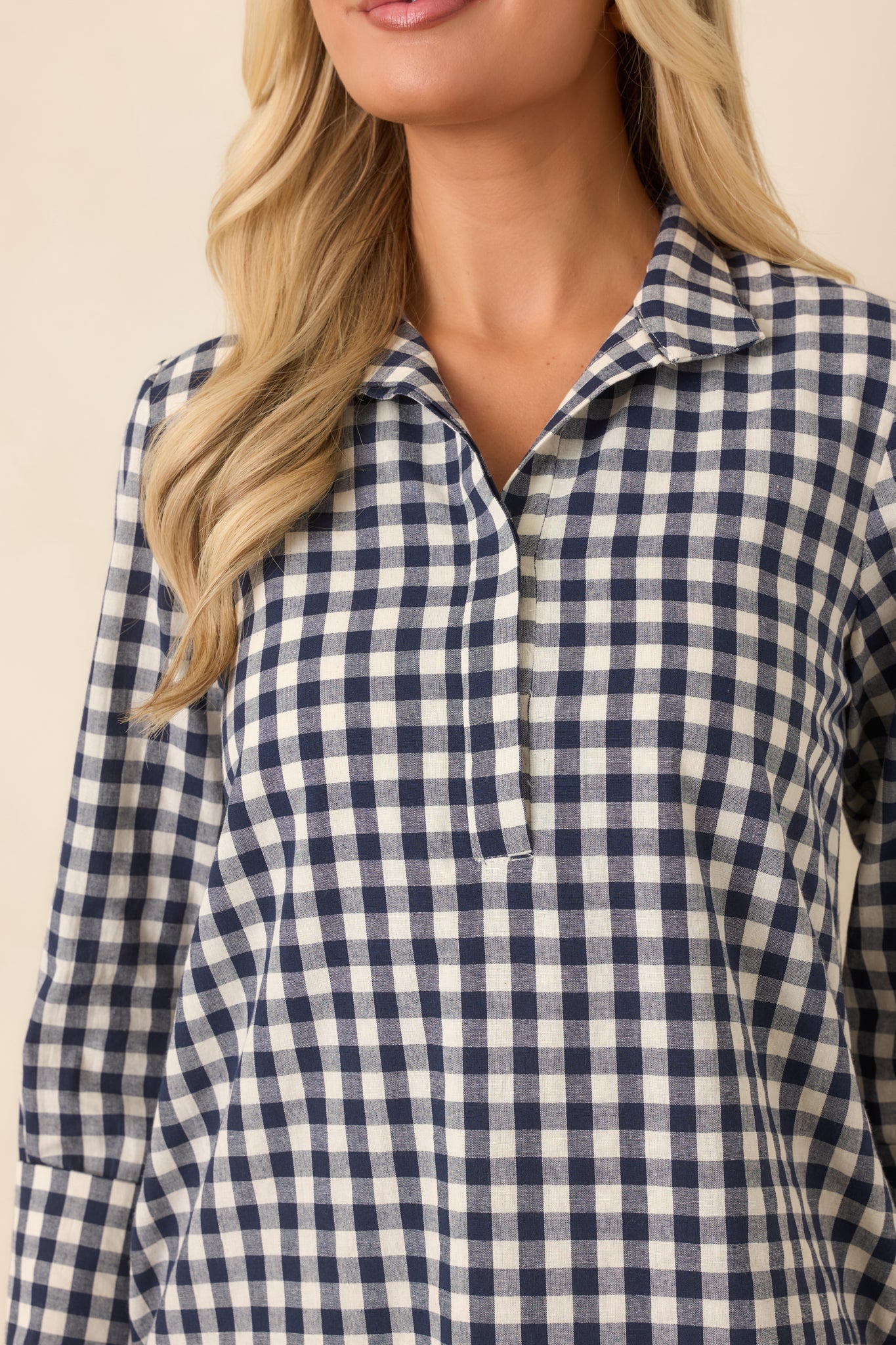 EXCLUSIVE: Prosperina Savoy Navy Gingham Mini Dress