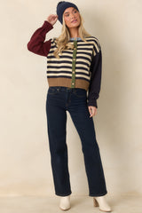 A Little of Everything Navy Multi Stripe Colorblock Cardigan