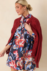EXCLUSIVE: Prosperina Maren Navy Multi Floral Cotton Mini Dress