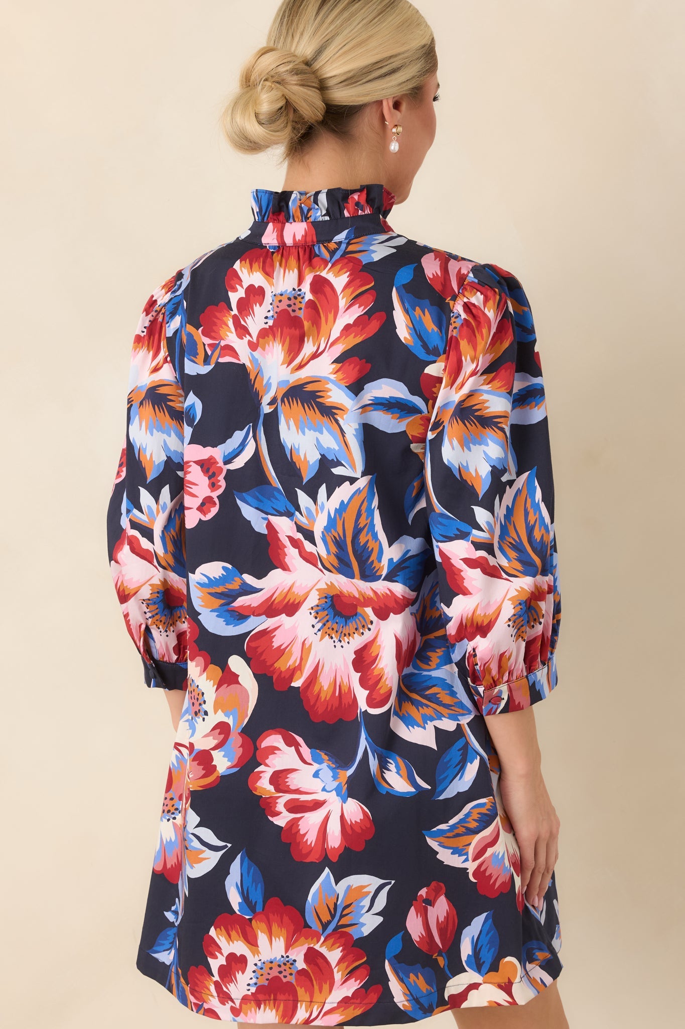 EXCLUSIVE: Prosperina Maren Navy Multi Floral Cotton Mini Dress