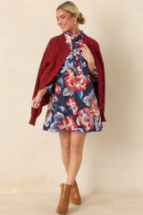 EXCLUSIVE: Prosperina Maren Navy Multi Floral Cotton Mini Dress