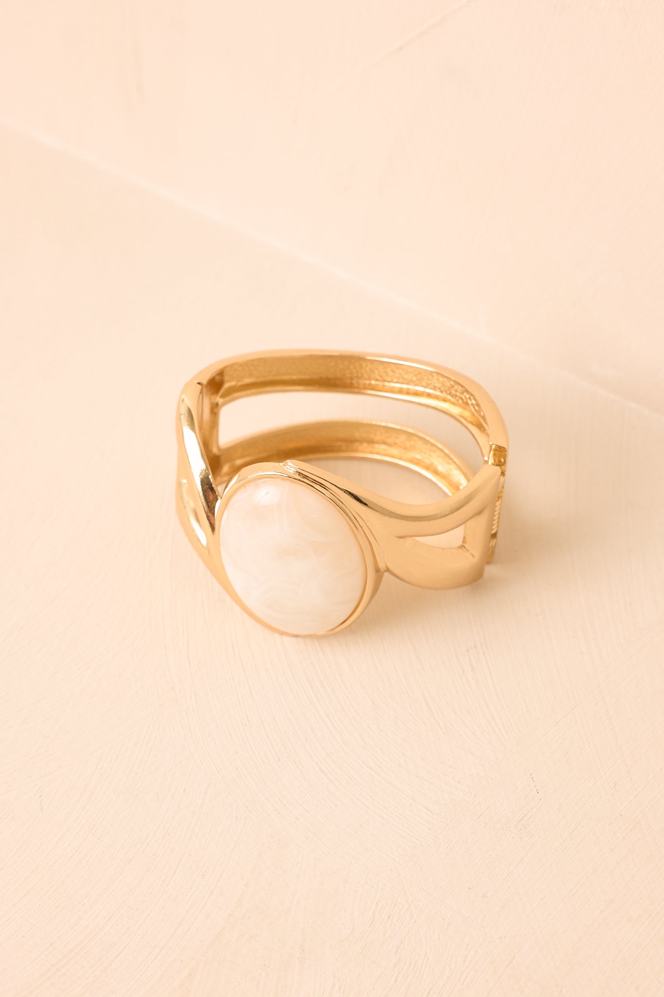At the Center Gold & Ivory Hinged Cuff Bracelet