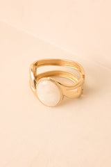 At the Center Gold & Ivory Hinged Cuff Bracelet