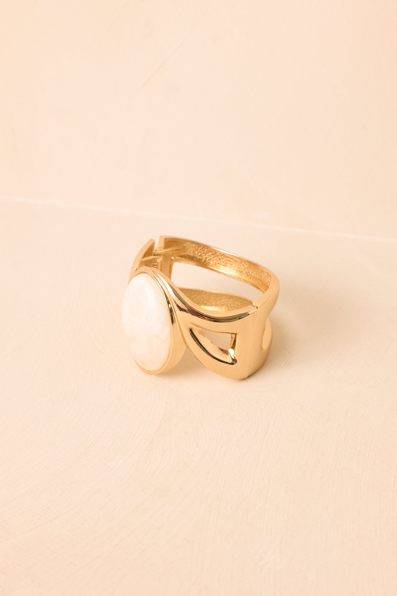 At the Center Gold & Ivory Hinged Cuff Bracelet