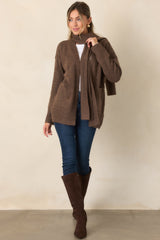 A Well-Knit Plan Dark Mocha Knit Cardigan & Scarf Set