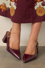 Cloud Nine Nights Wine Patent Slingback Block Heels