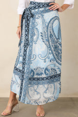 Anna Cate Wiley Blue Myth Paisley Wrap Maxi Skirt