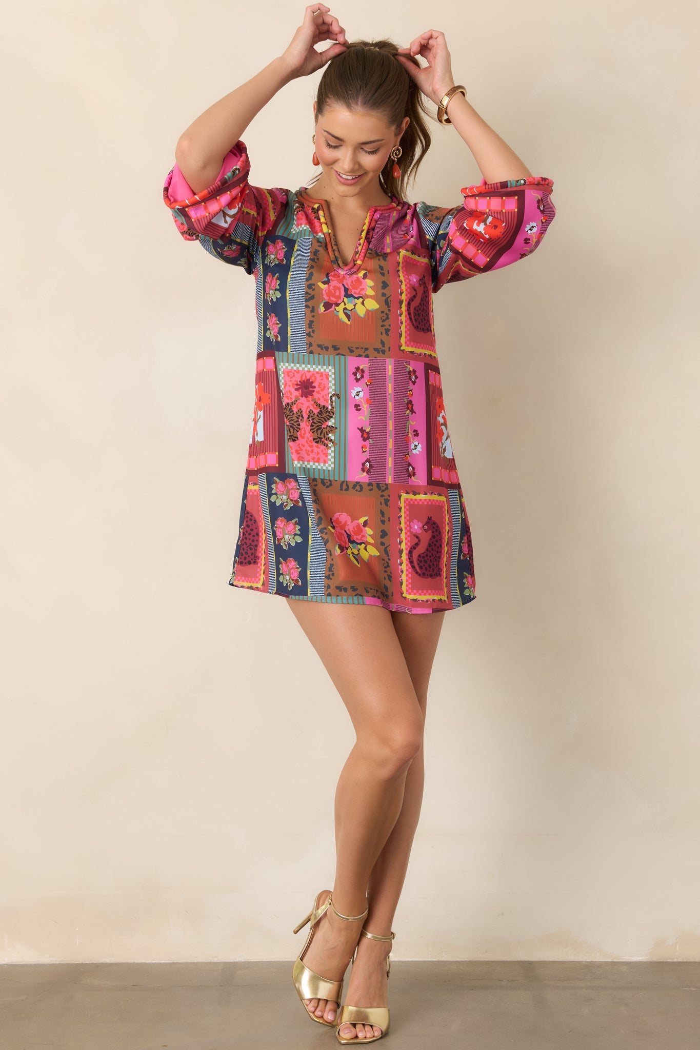 CROSBY Skyler Vintage Vignette Multi Mini Dress