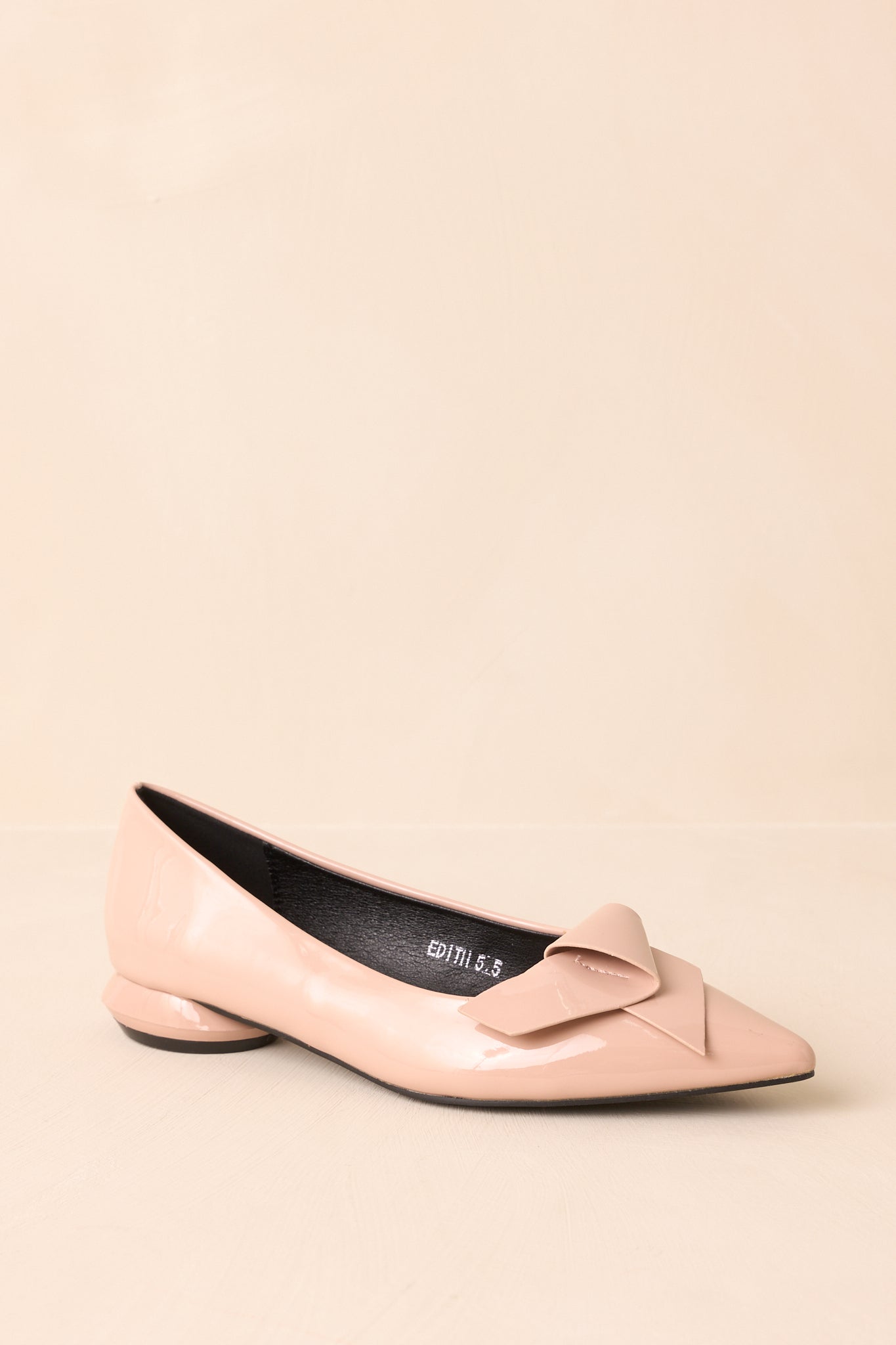All These Years Beige Patent Faux Leather Pointed Toe Flats
