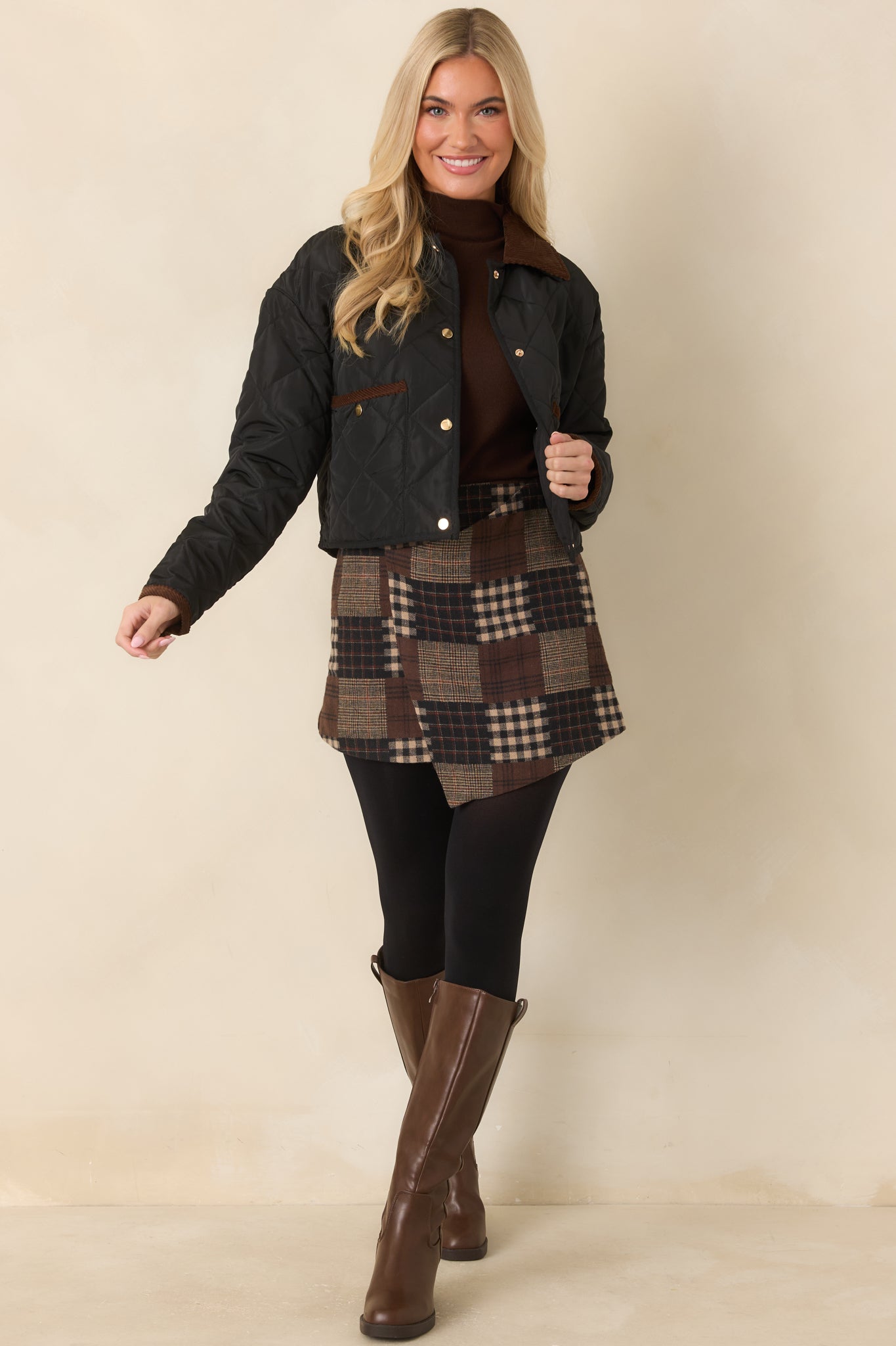 Astrid Black Whiskey Quilted Jacket