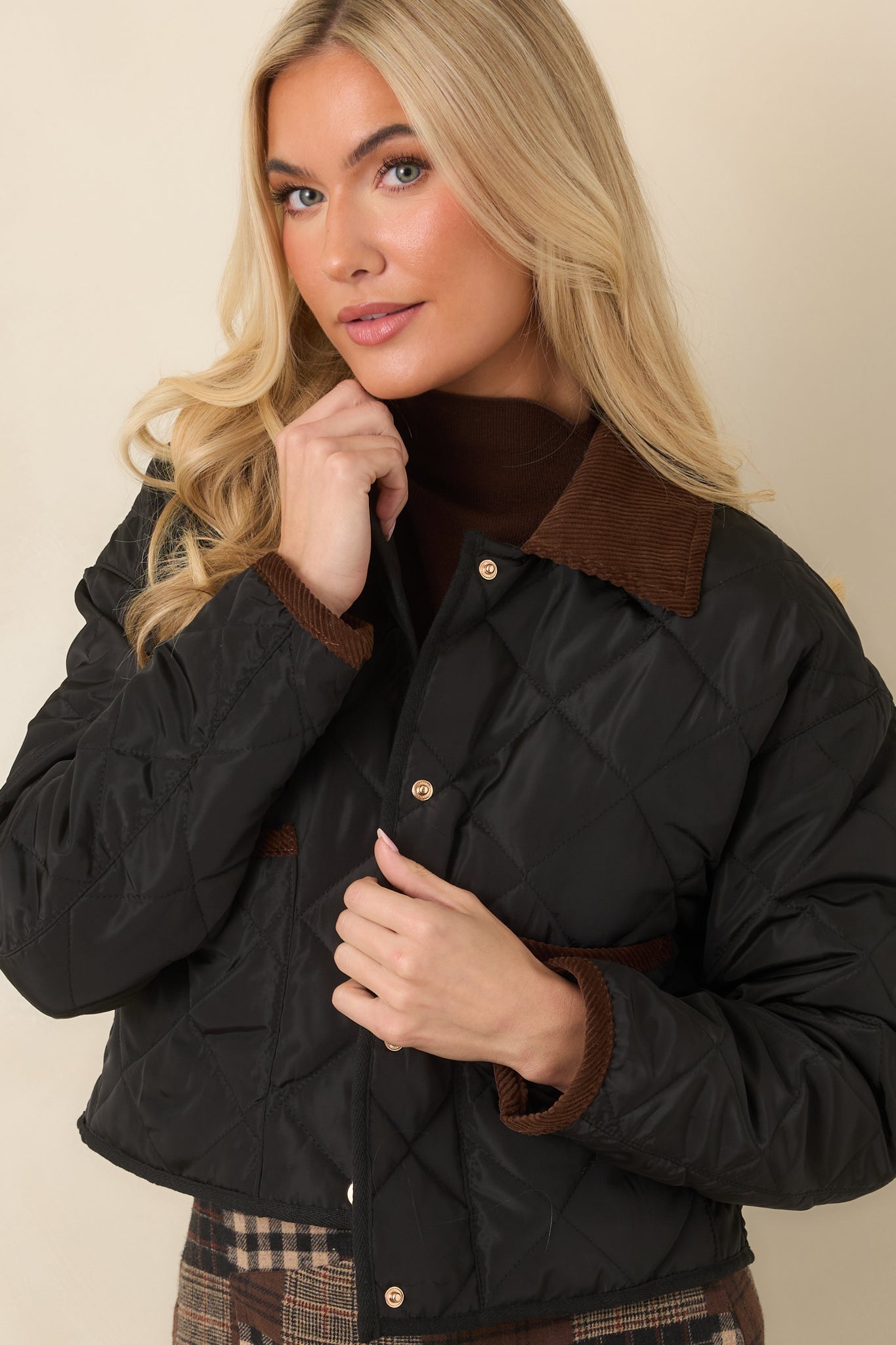 Astrid Black Whiskey Quilted Jacket