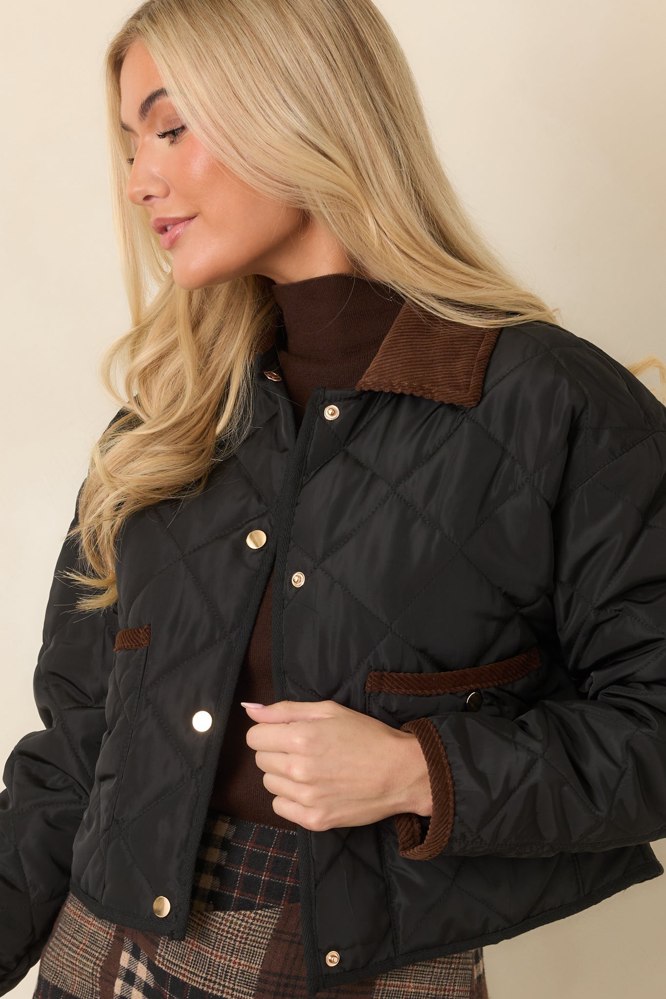 Astrid Black Whiskey Quilted Jacket