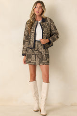 Consider it Covered Moss Green & Ivory Paisley Quilted Mini Skirt