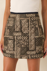 Consider it Covered Moss Green & Ivory Paisley Quilted Mini Skirt