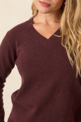 By the Way Raisin V-Neck Knit Sweater