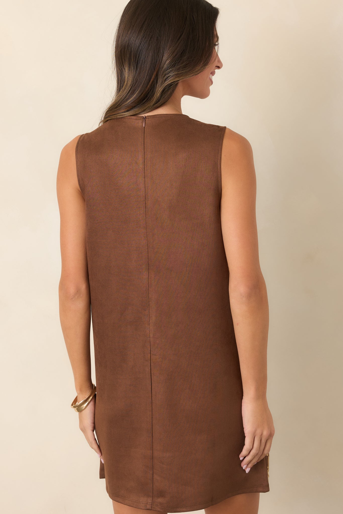A Fond Memory Brown Multi Floral Embroidered Mini Dress