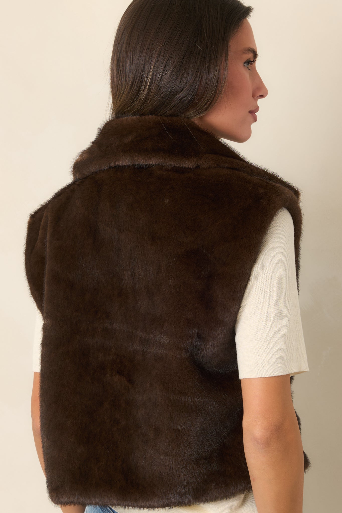 Astrid Montana Brown Faux Fur Zip Front Vest