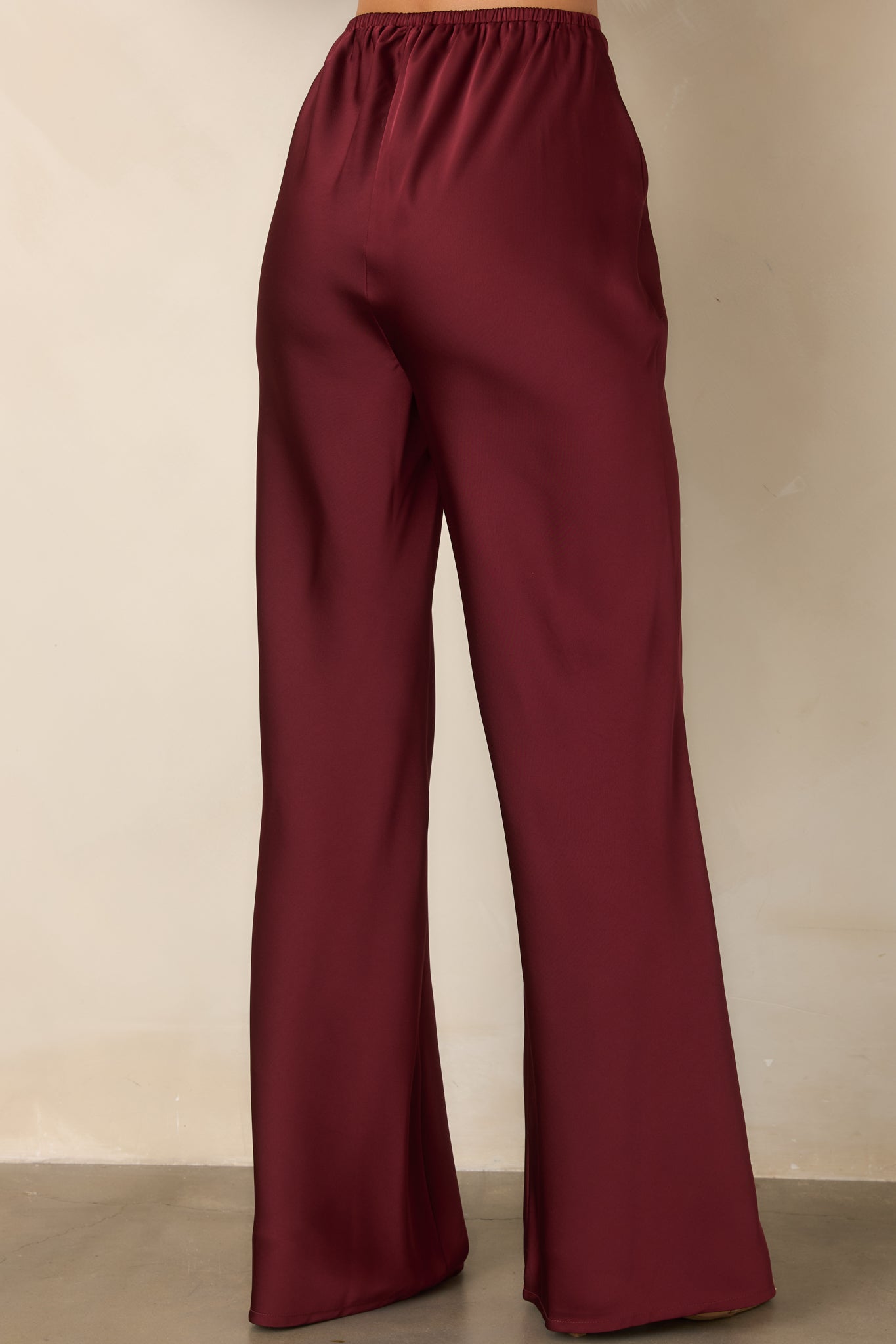A Whole New Direction Wine Red Satin Wide Leg Pants