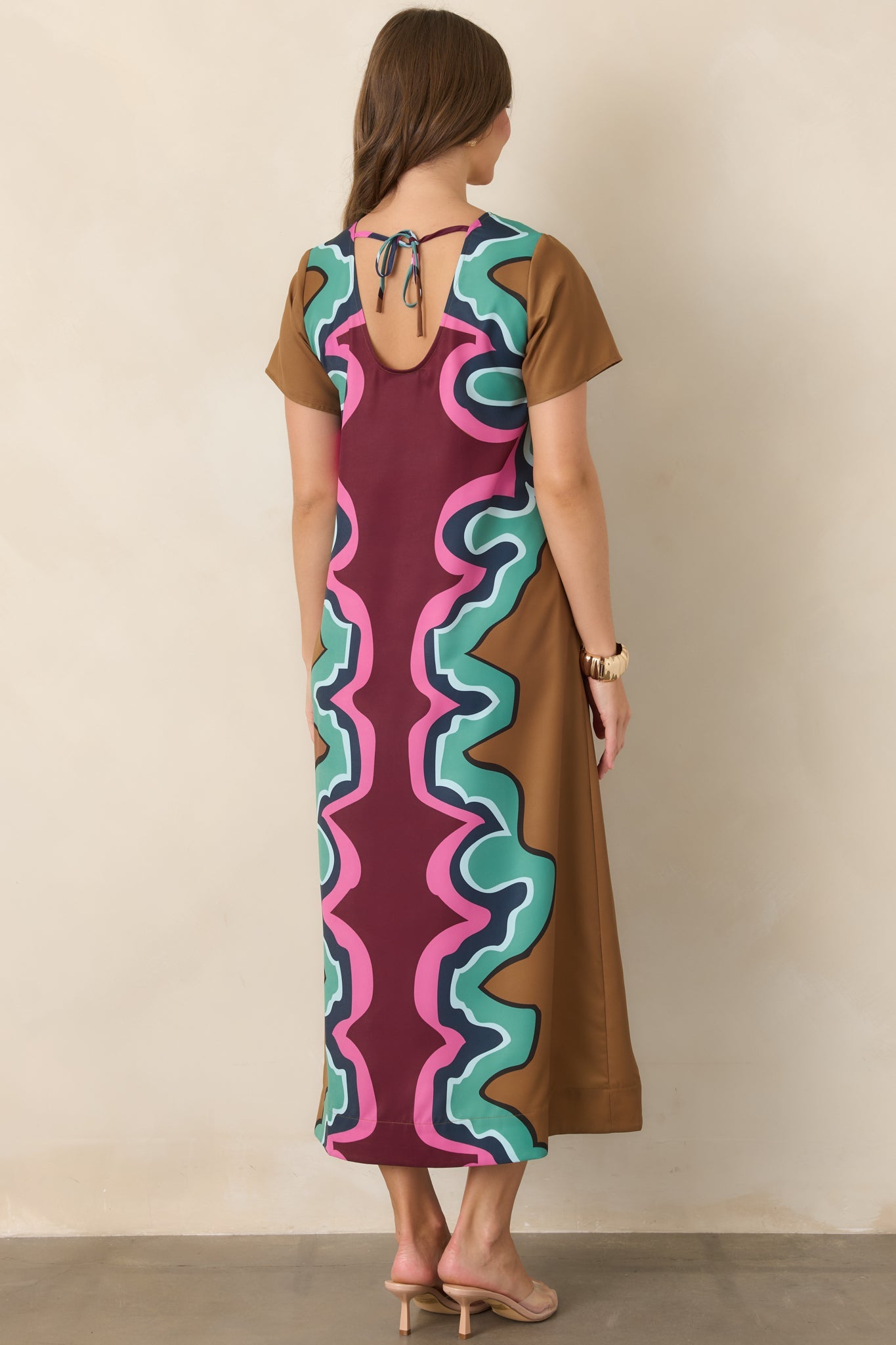 CROSBY Coco Serpentine Multi Short Sleeve Maxi Dress