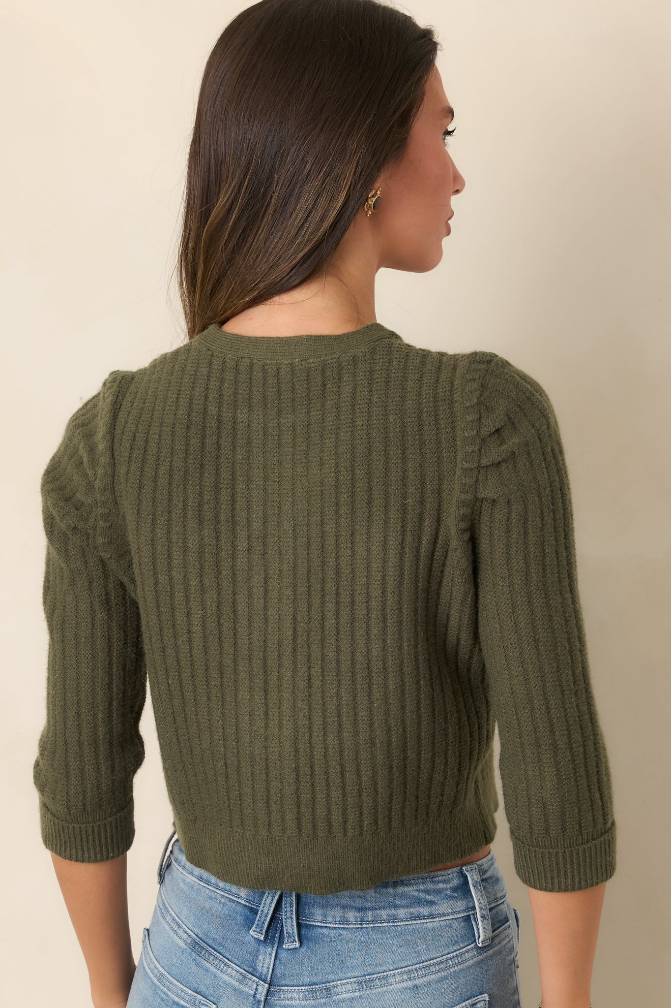Astrid Parker Moss Green Ribbed Cardigan