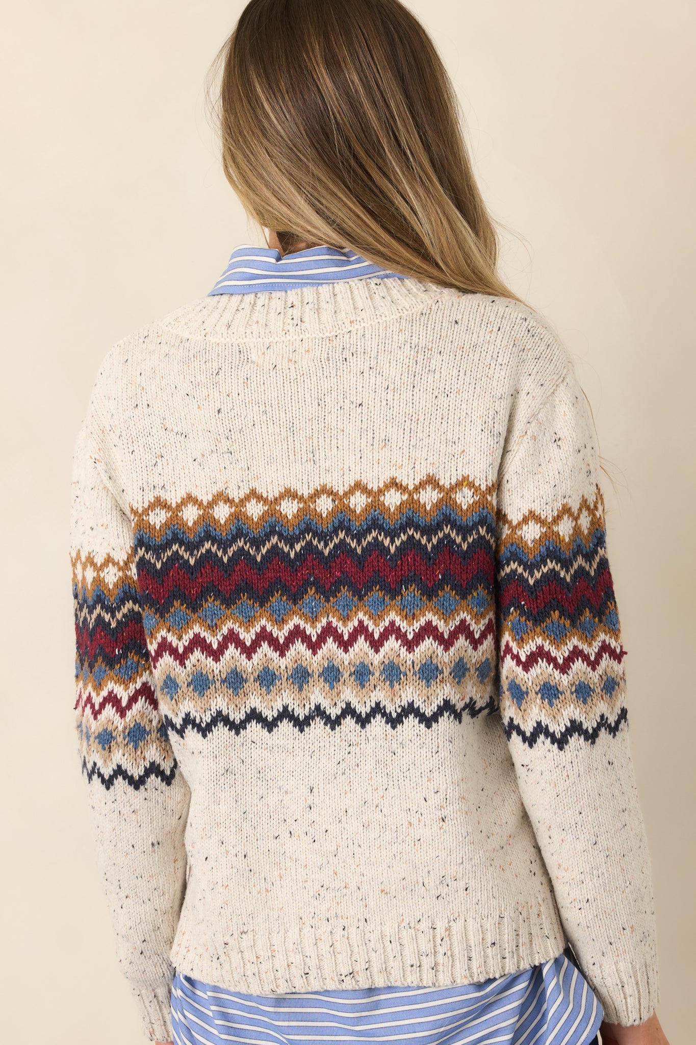 Cabin in the Forecast Natural Multi Fair Isle Knit Sweater