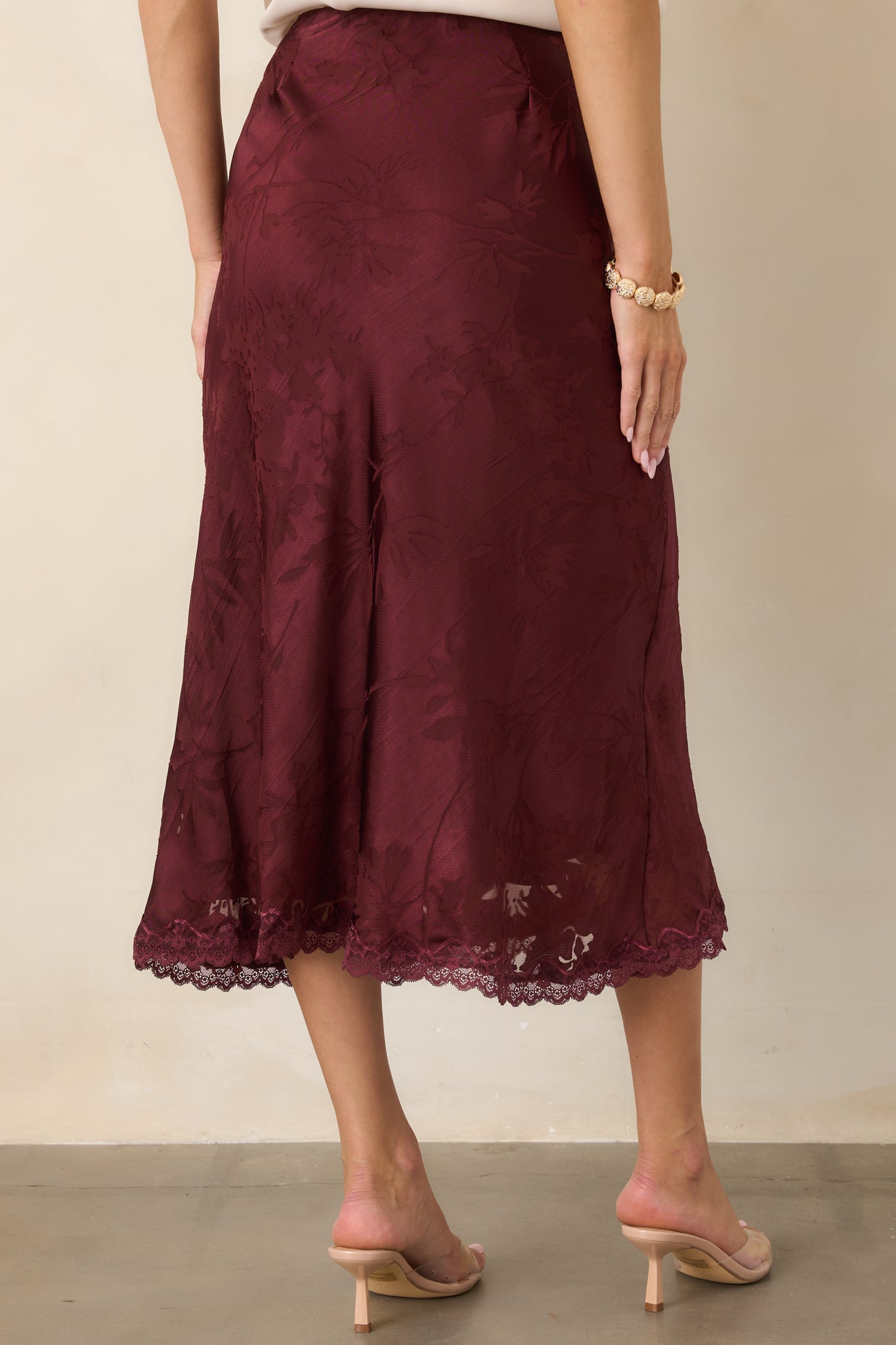 ASTR the Label Windey Mulberry Satin Midi Skirt