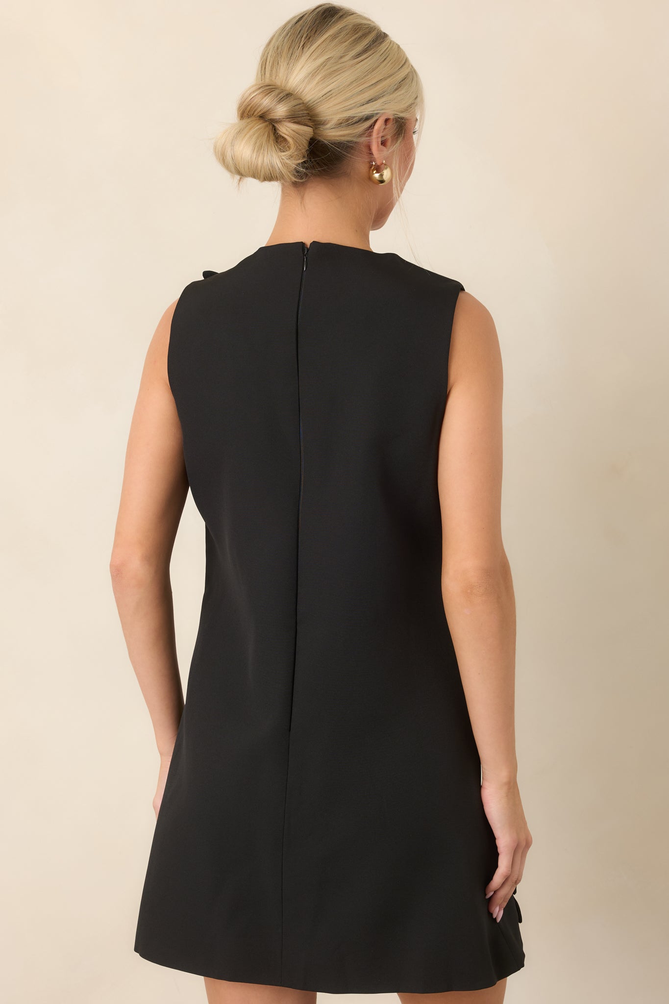 Every Last Detail Black Floral Appliqué Sleeveless Mini Dress