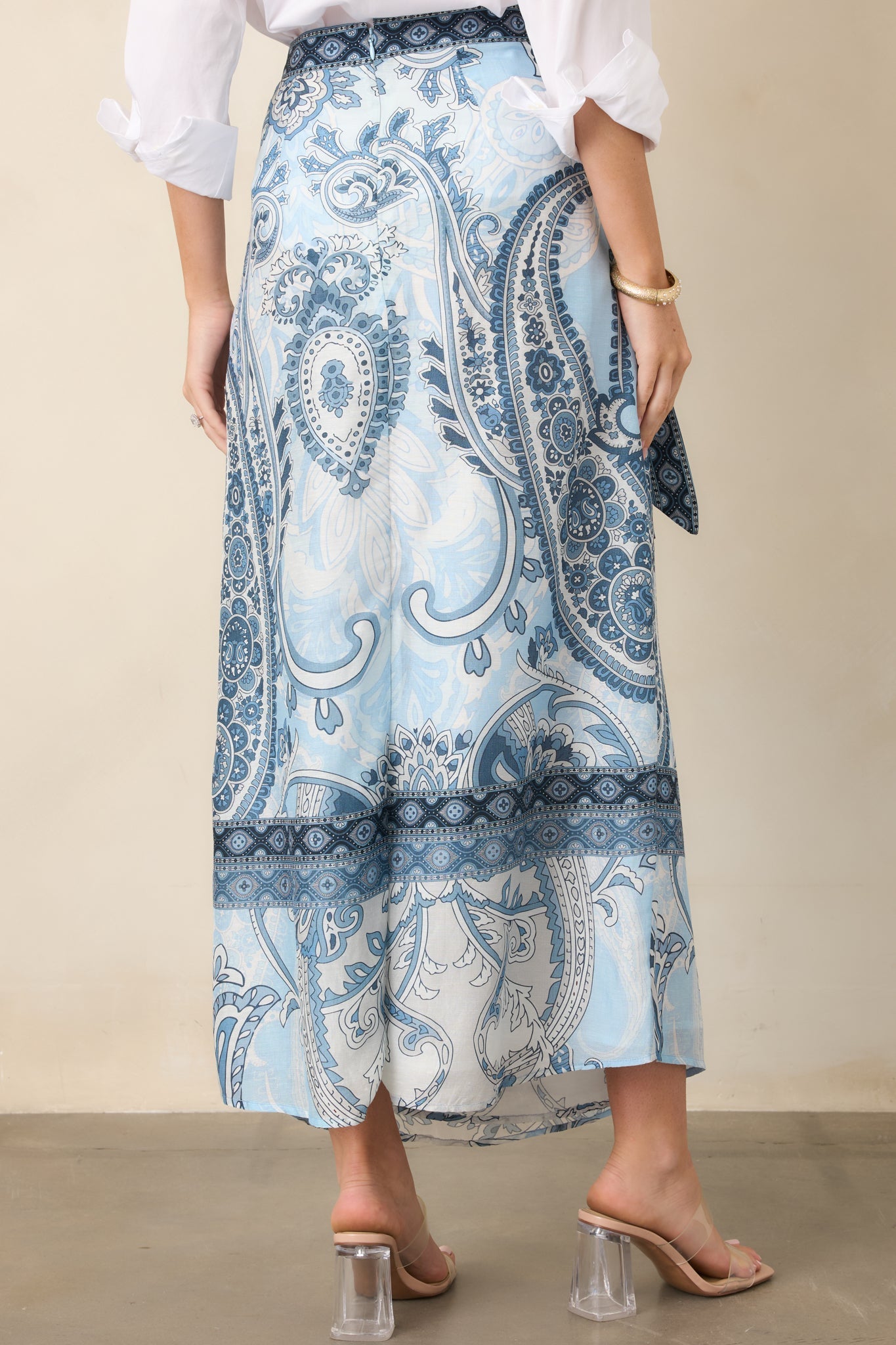 Anna Cate Wiley Blue Myth Paisley Wrap Maxi Skirt