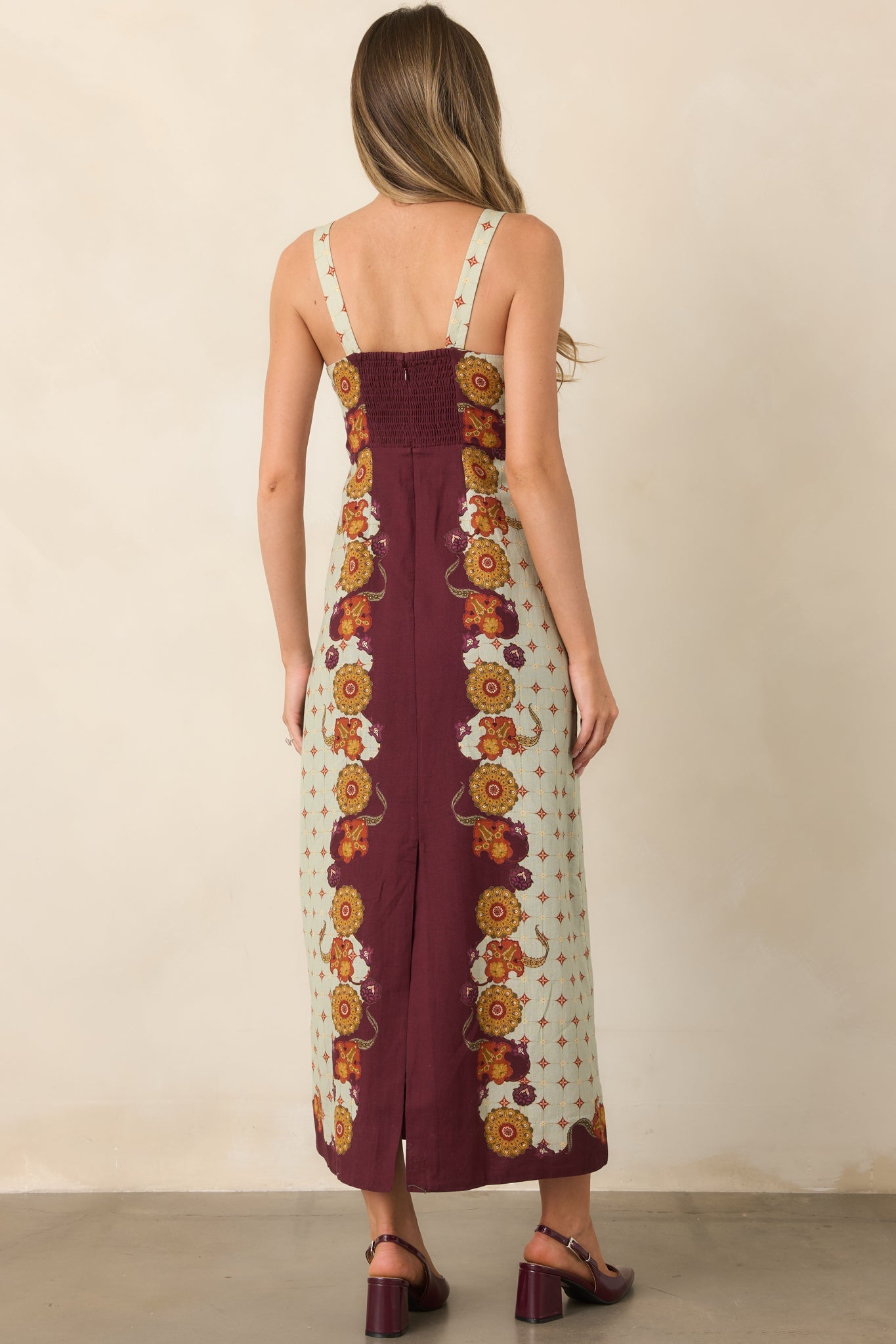 Anna Cate Minnie Wine & Sage Rustic Bloom Midi Dress