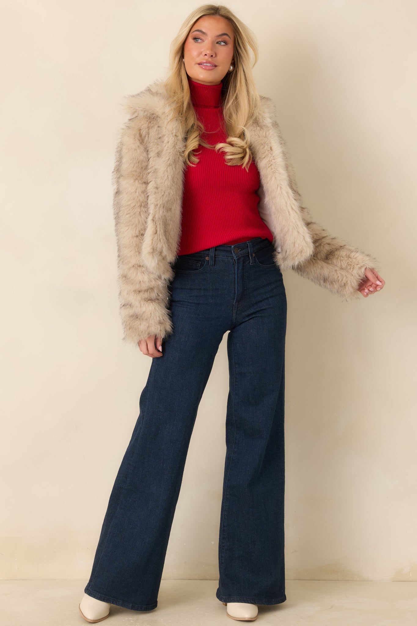 Astrid Wilco Red Essential Sleeveless Turtleneck Top