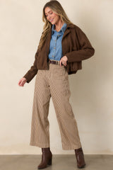 All Part of the Plan Brown Faux Suede Zip Front Jacket