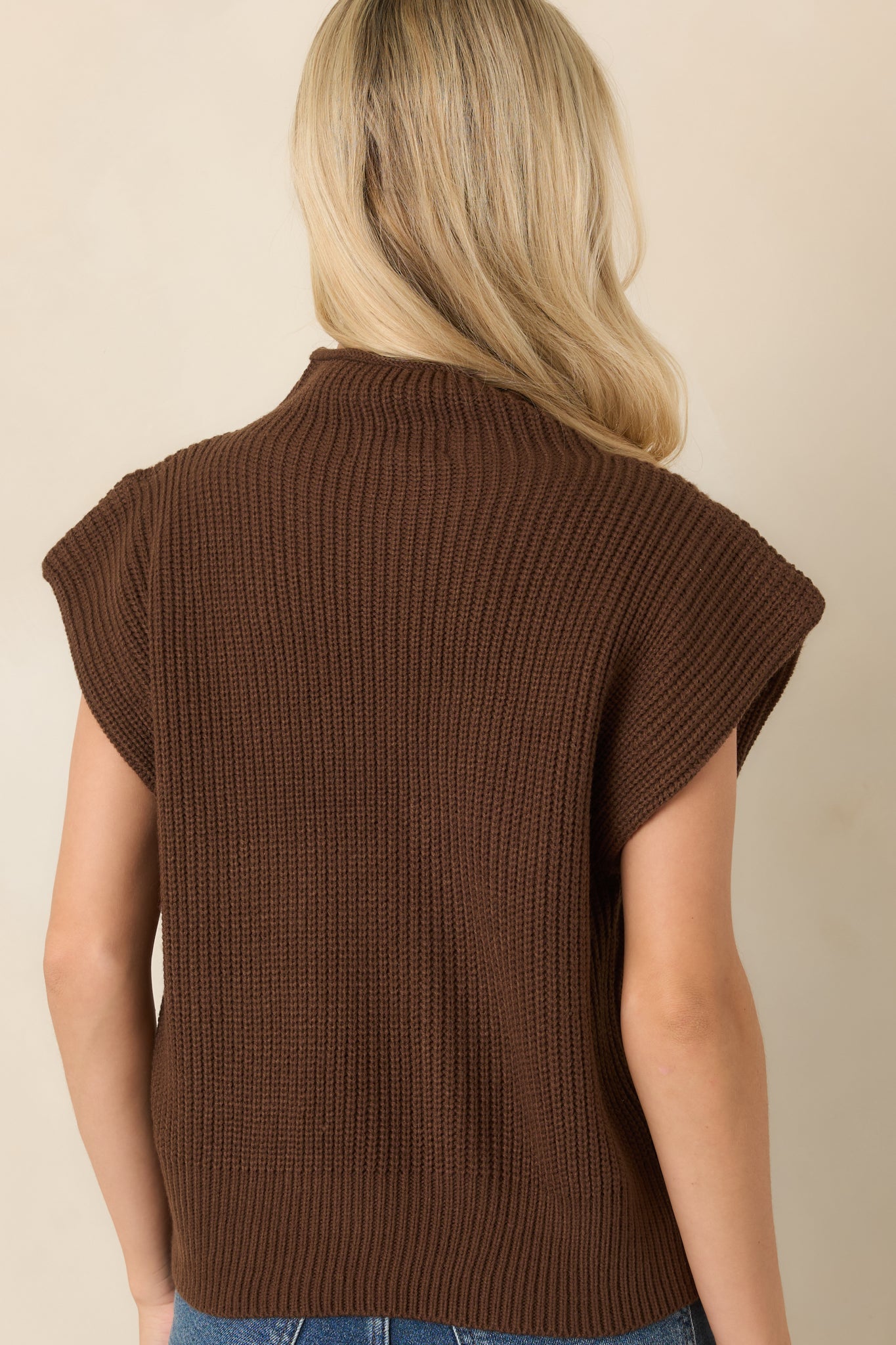 En Saison Jane Brown Mock Neck Sweater Vest