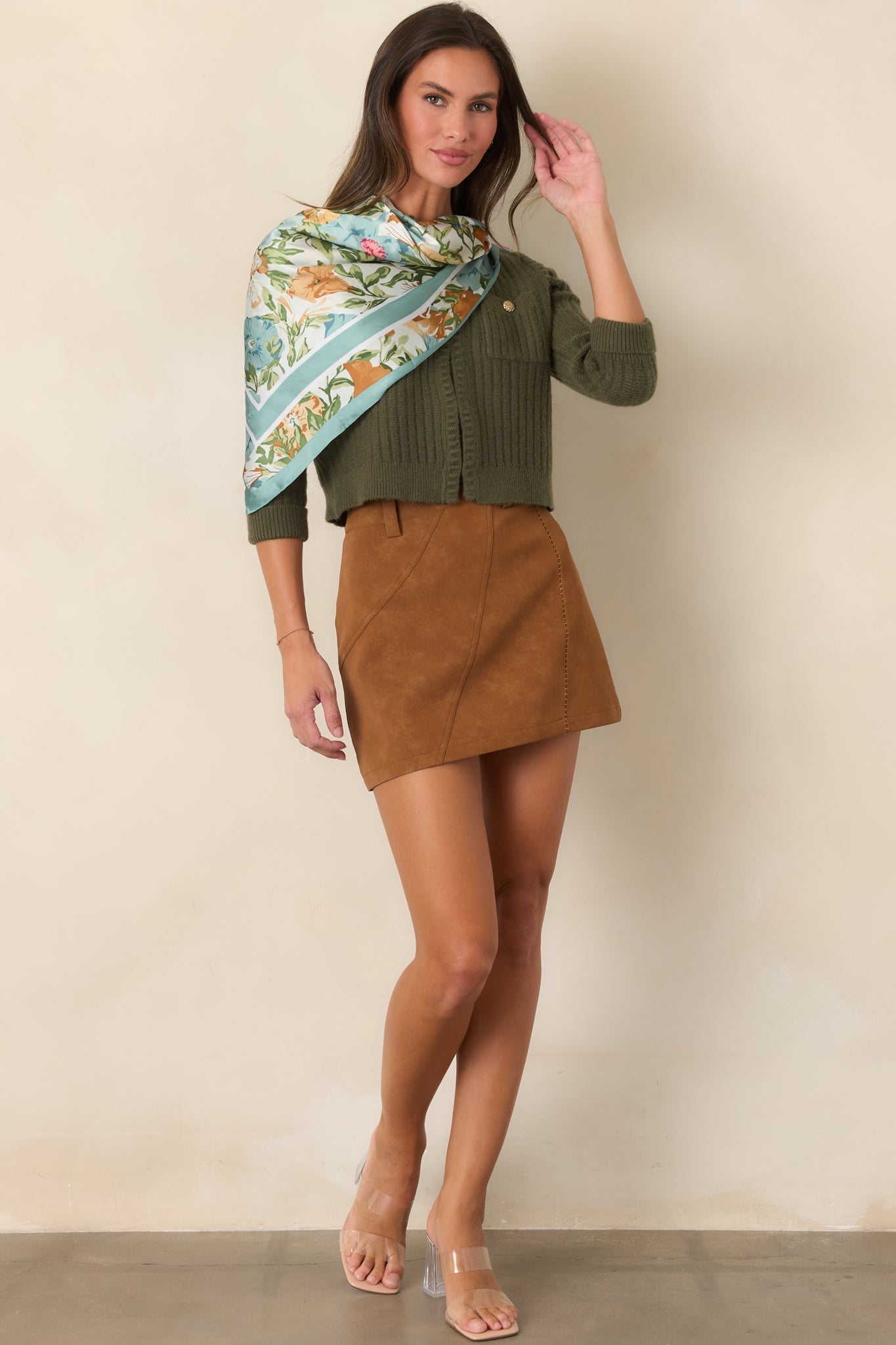 Astrid Parker Moss Green Ribbed Cardigan