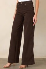 Always On Trend Dark Brown High Rise Wide Leg Jeans