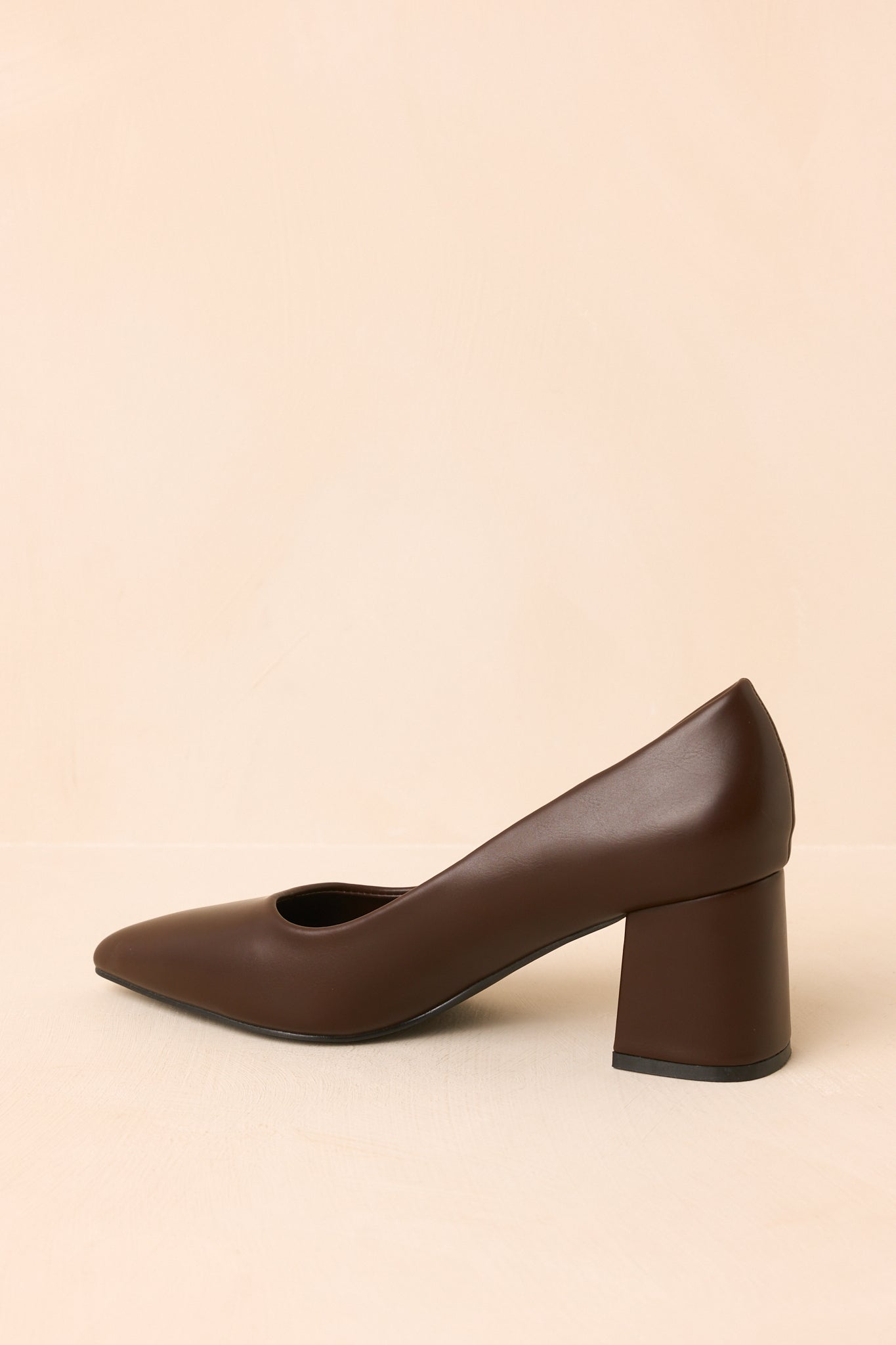 A Step Ahead of You Brown Pointed Toe Block Heel Pumps
