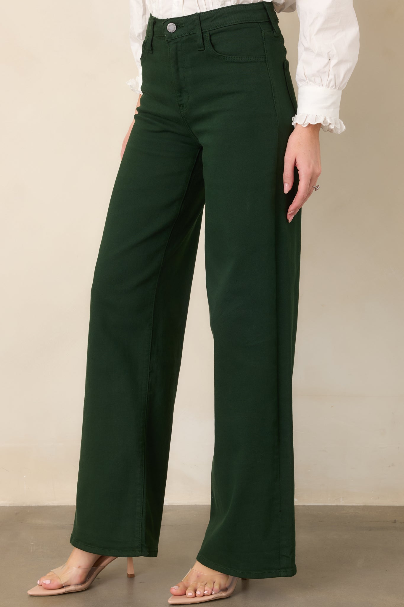 Always In Style Forest Green High Rise Wide Leg Jeans