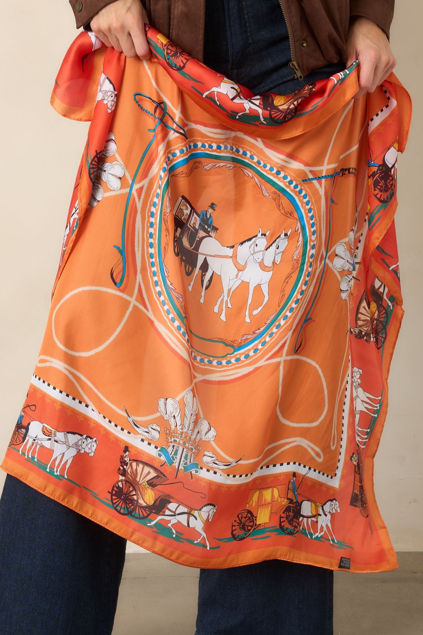 A Royal Journey Orange and Turquoise Scarf