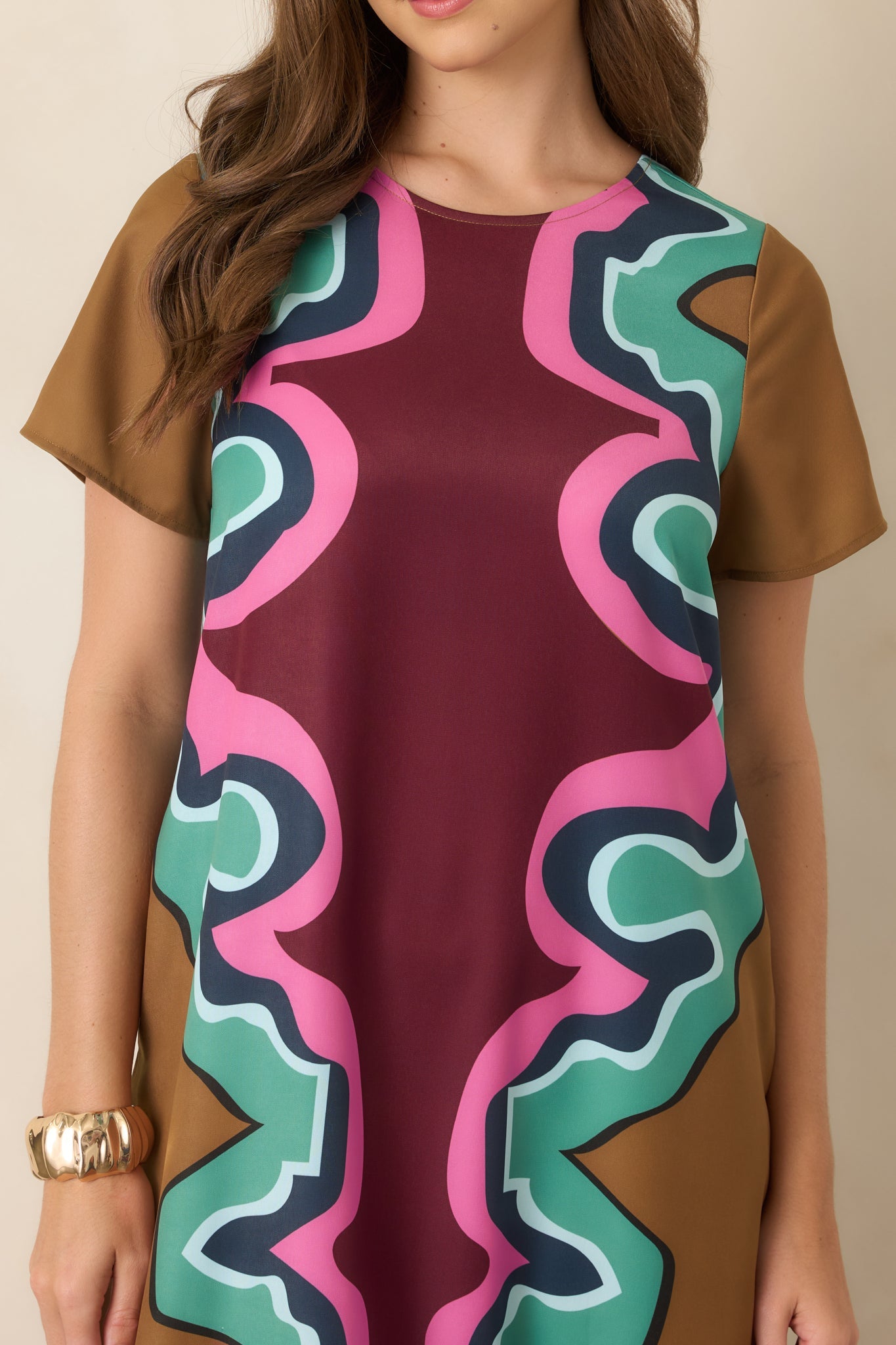 CROSBY Coco Serpentine Multi Short Sleeve Maxi Dress