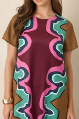 CROSBY Coco Serpentine Multi Short Sleeve Maxi Dress