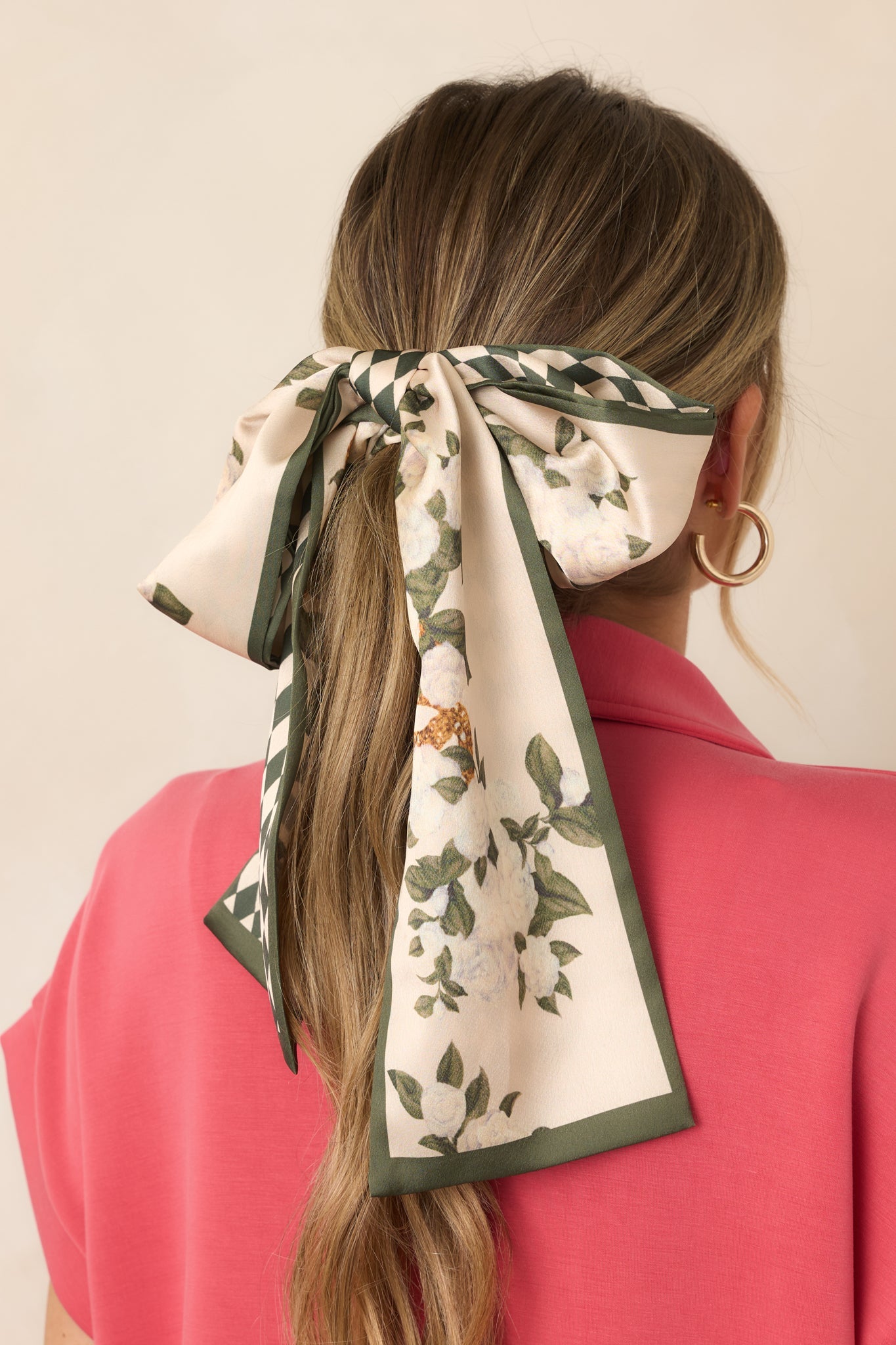 English Garden Ivory Multi Floral & Diamond Pattern Scarf Tie