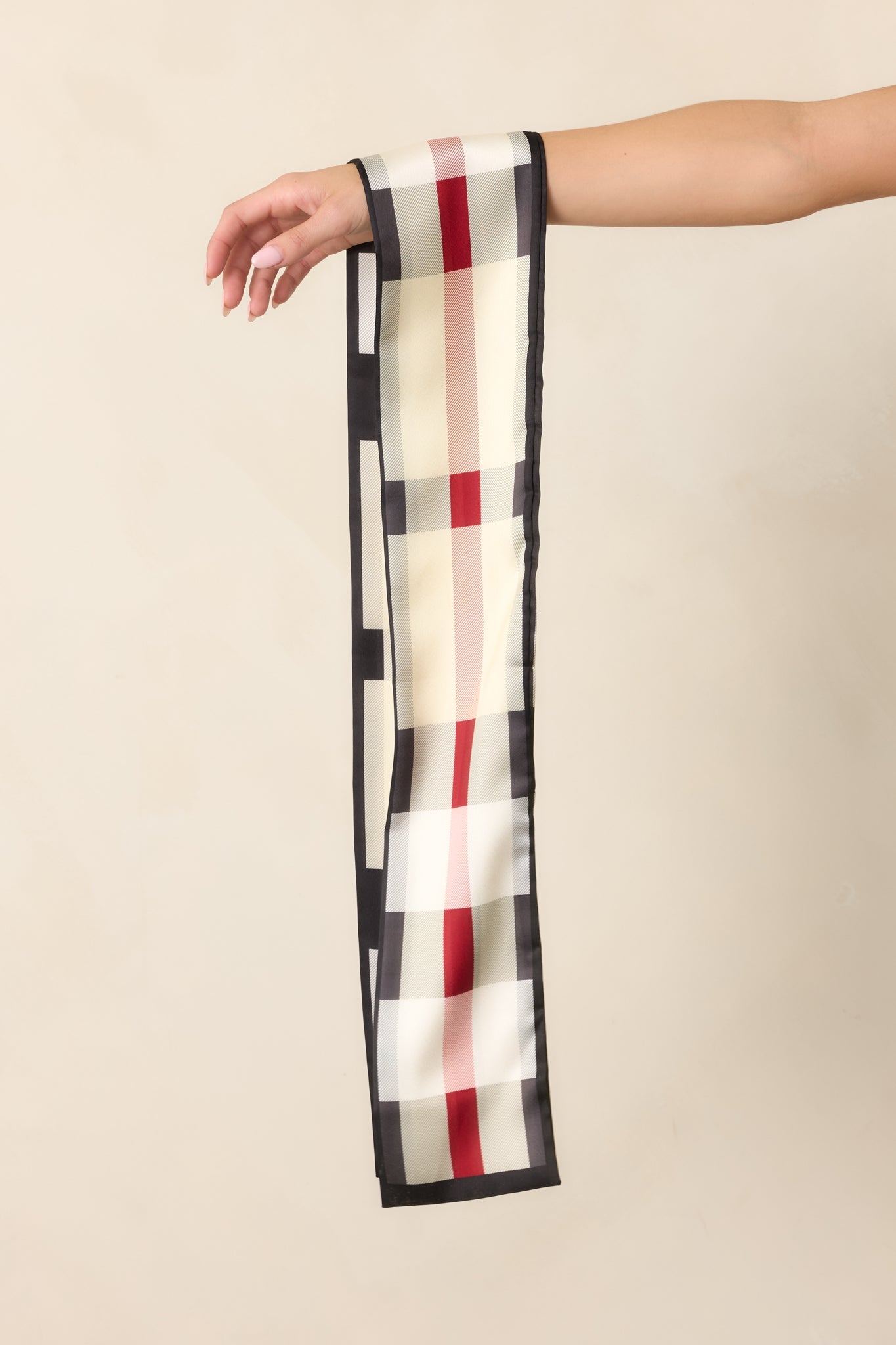 Check Please Ivory Multi Plaid Skinny Scarf
