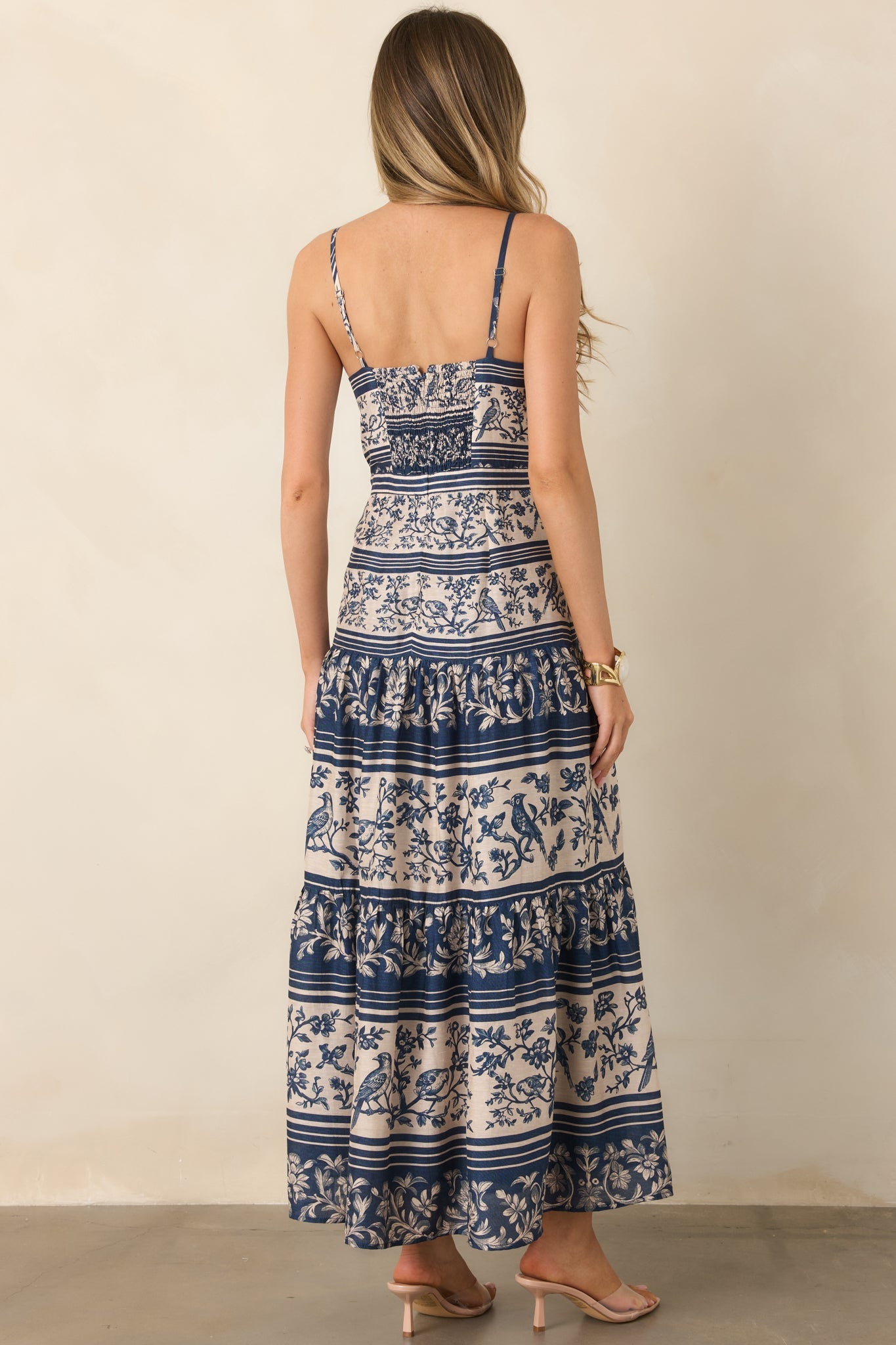Anna Cate Jasper Blue Menagerie Stripe Midi Dress