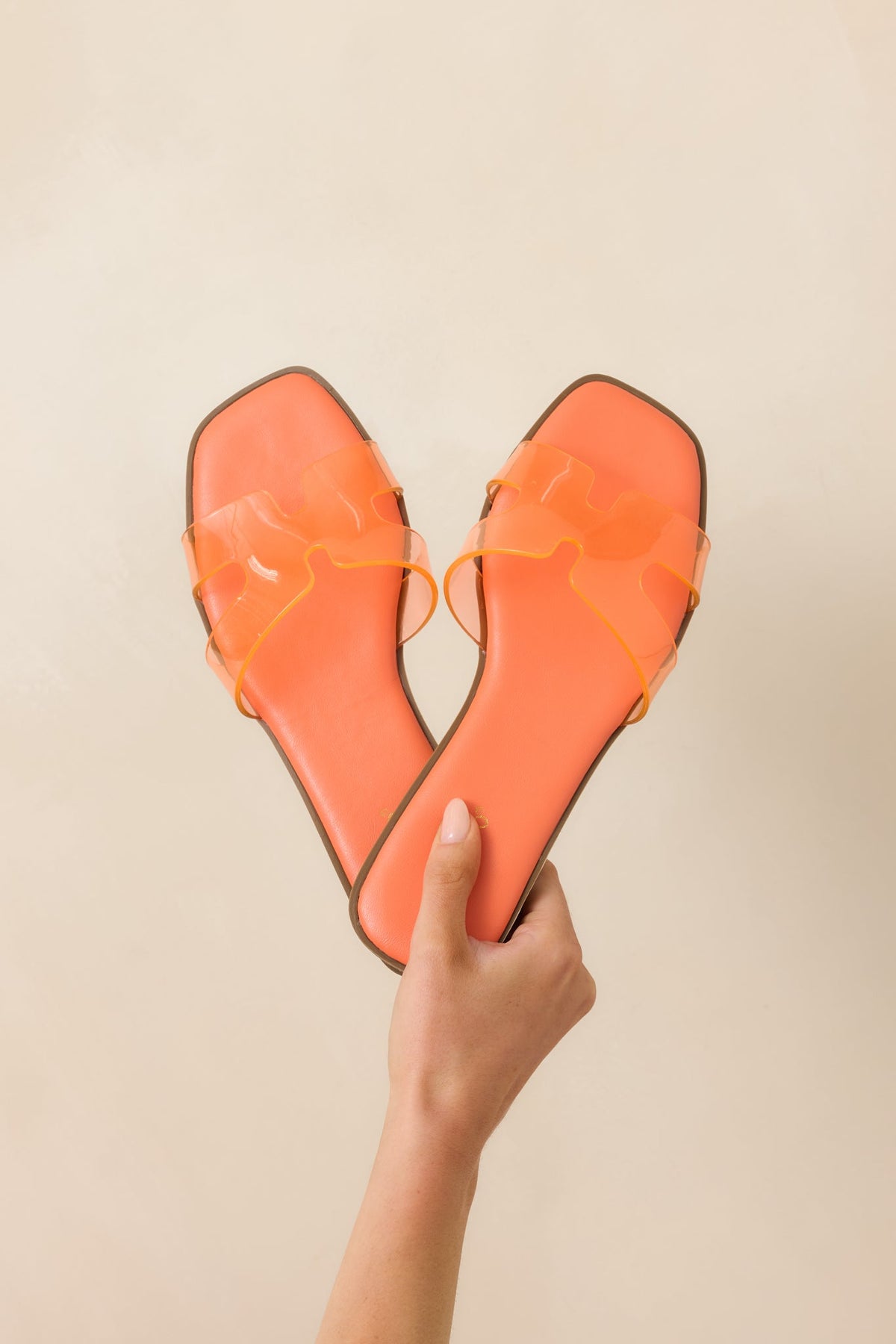 Clear the Way Orange Transparent Strap Slide Sandals