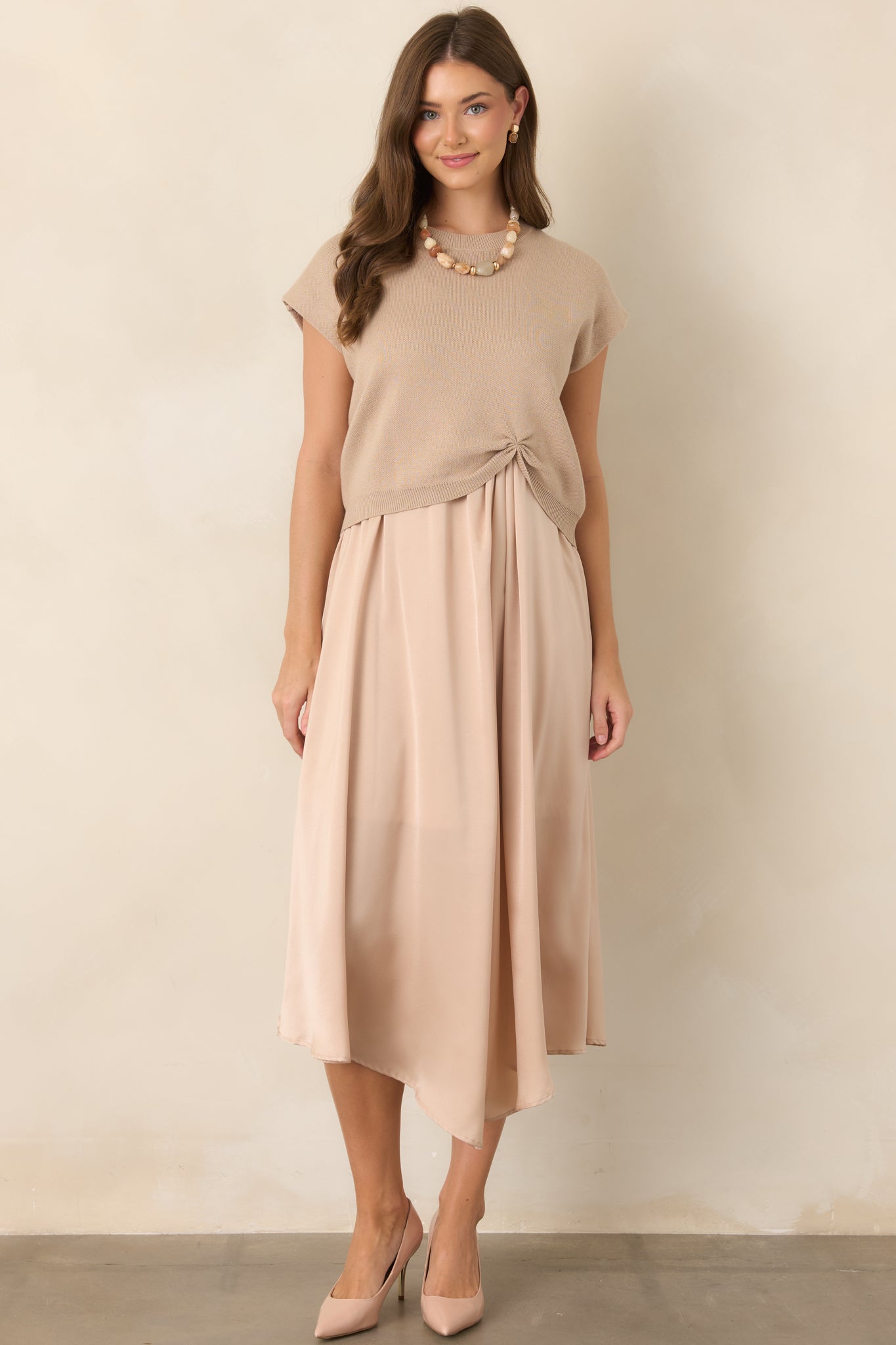 All Pulled Together Beige Knit Sweater