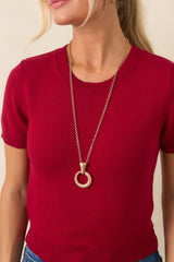 Easy Choice Red Short Sleeve Knit Sweater